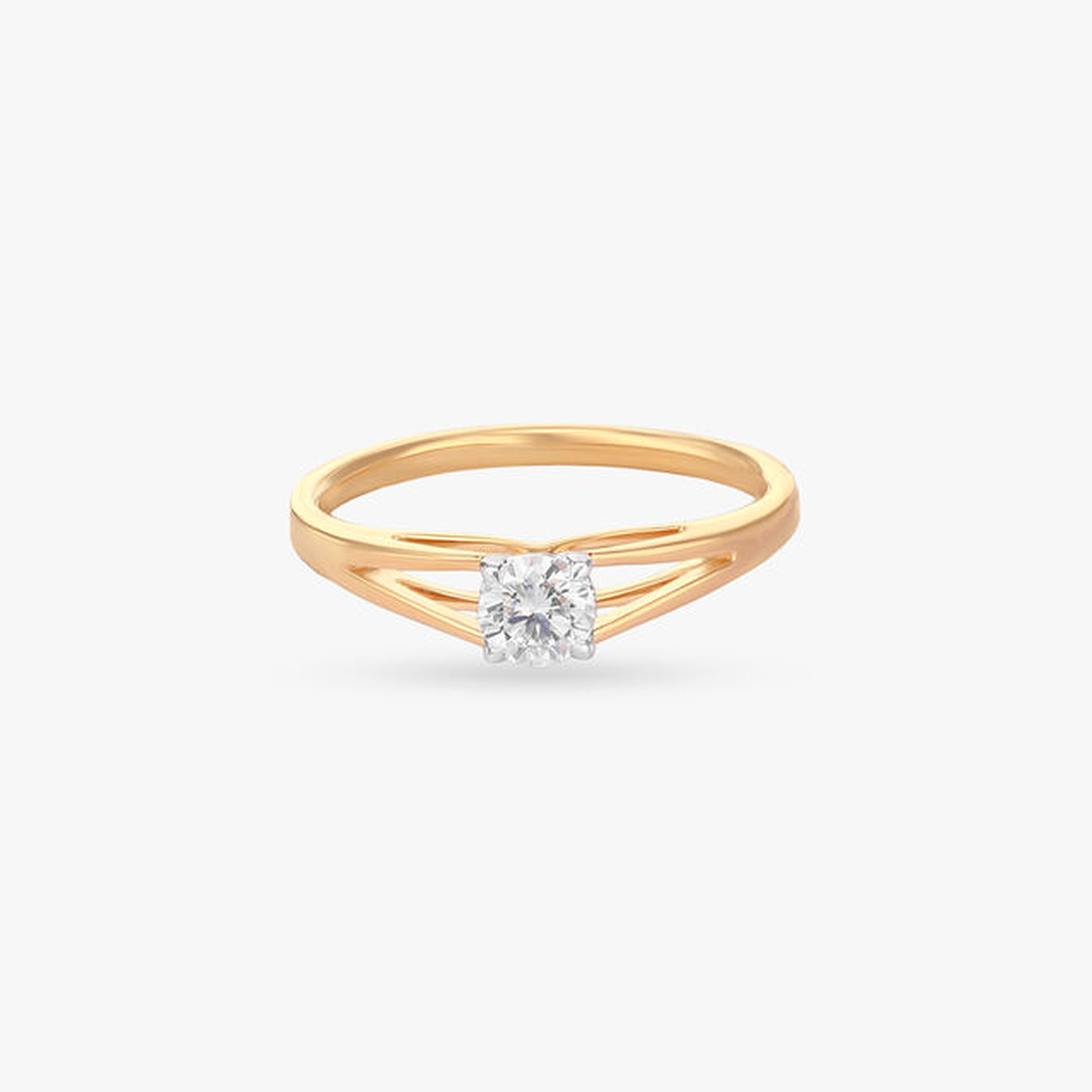 Gold cathedral solitaire ring from the front, illustrative 18K Yellow Gold preview
