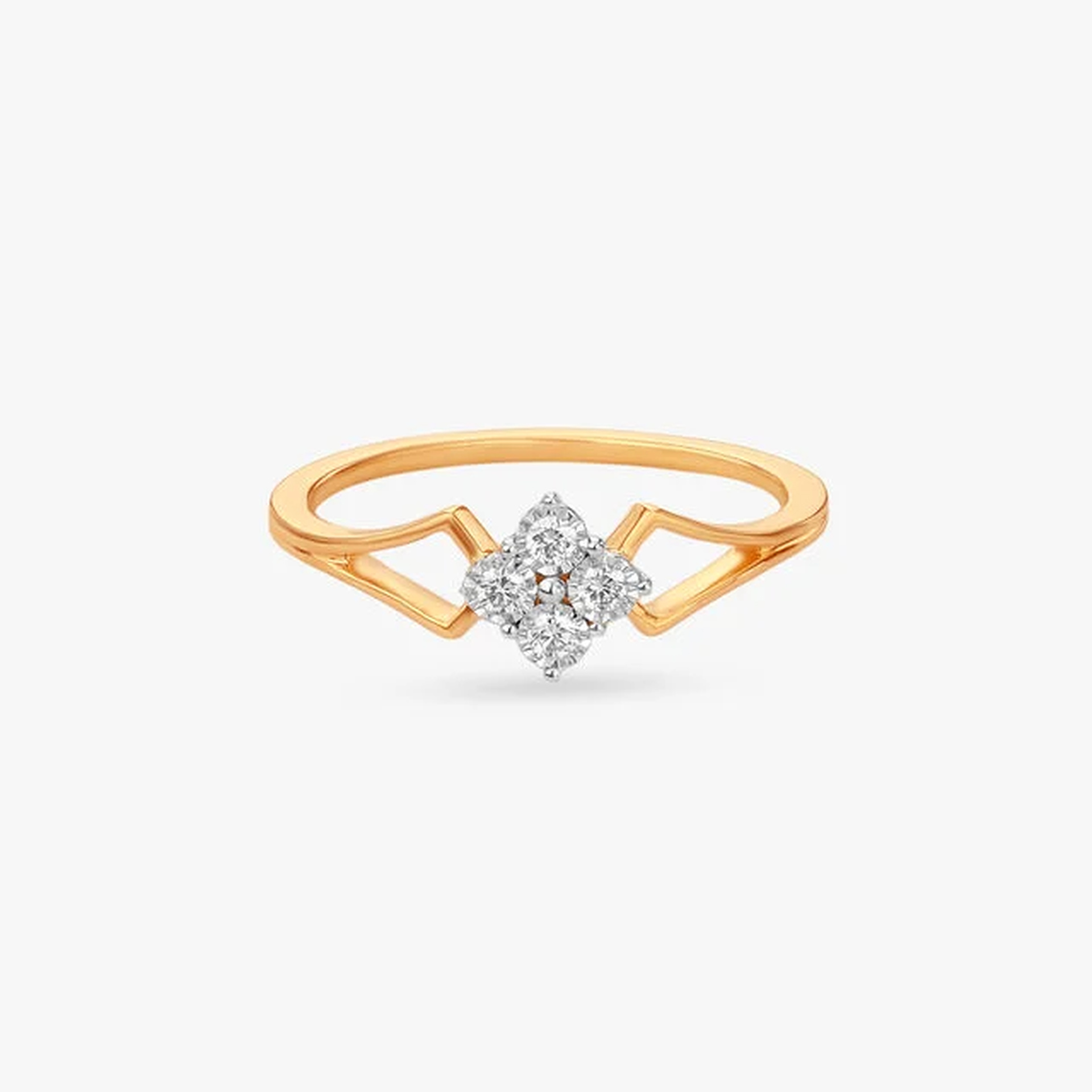 Yellow-gold diamond cluster zigzag ring from the front, illustrative 18K Yellow Gold preview