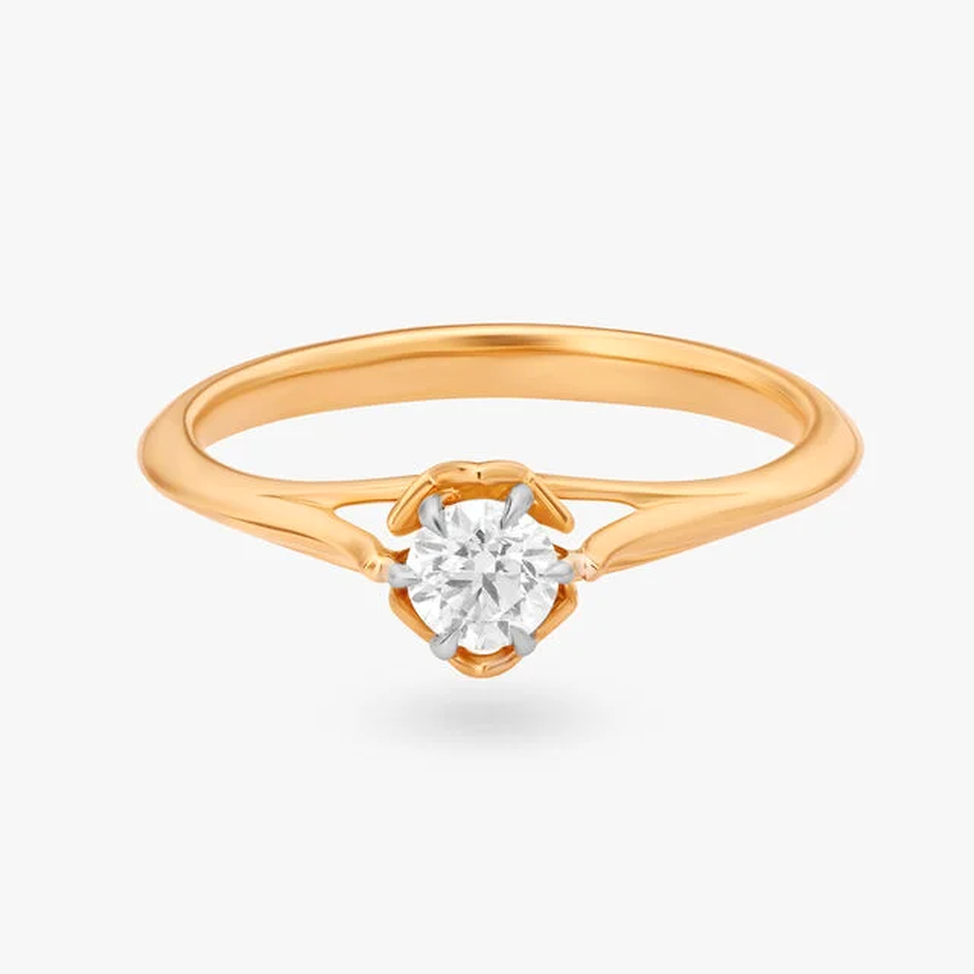 Gold tulip basket solitaire ring from the front, illustrative 18K Yellow Gold preview