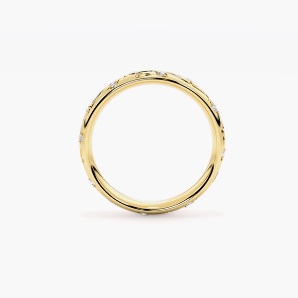 Scattered diamond yellow-gold band showing its circular silhouette, illustrative 18K Yellow Gold preview