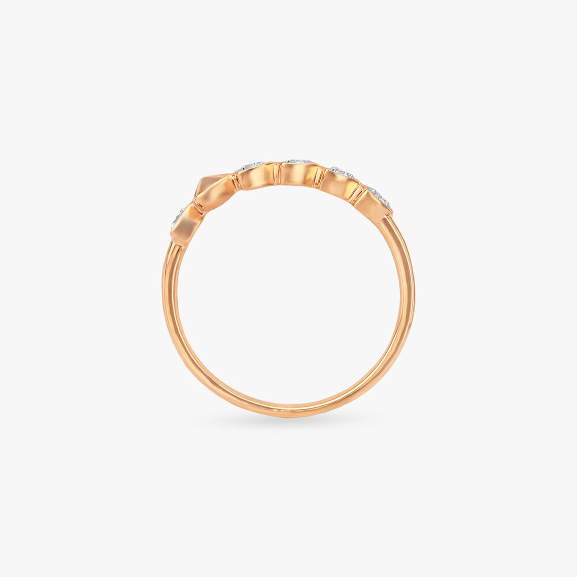 Rose-gold diamond band from the side, illustrative 18K Yellow Gold preview